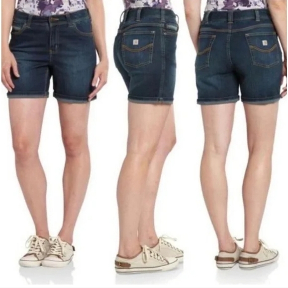 Carhartt SIBLEY ORIGINAL FIT DENIM COTTON DARK WASH SHORTS 8 - Picture 1 of 9